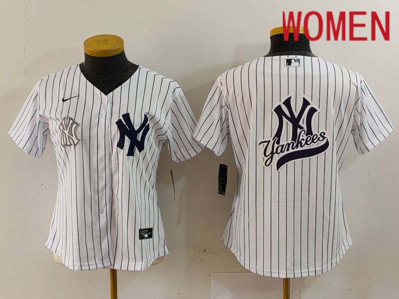 Women New York Yankees Blank White stripe Game 2024 Nike MLB Jersey style 12